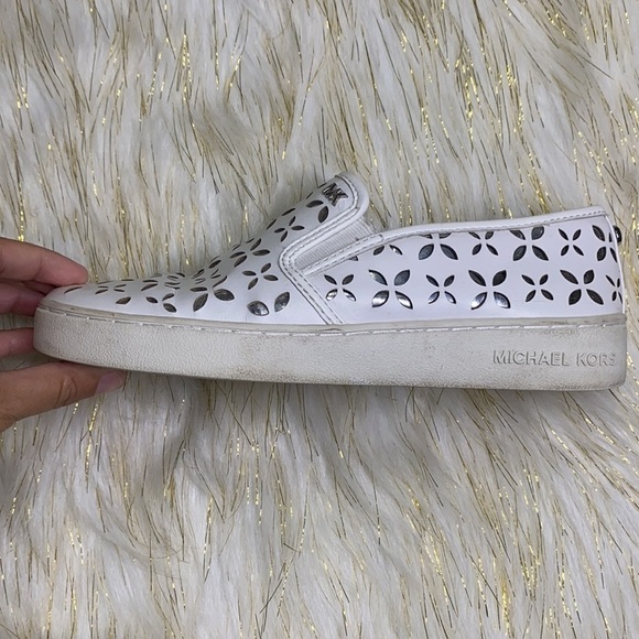 Michael Kors - White Leather Loafer with Silver 6 - Picture 9 of 13